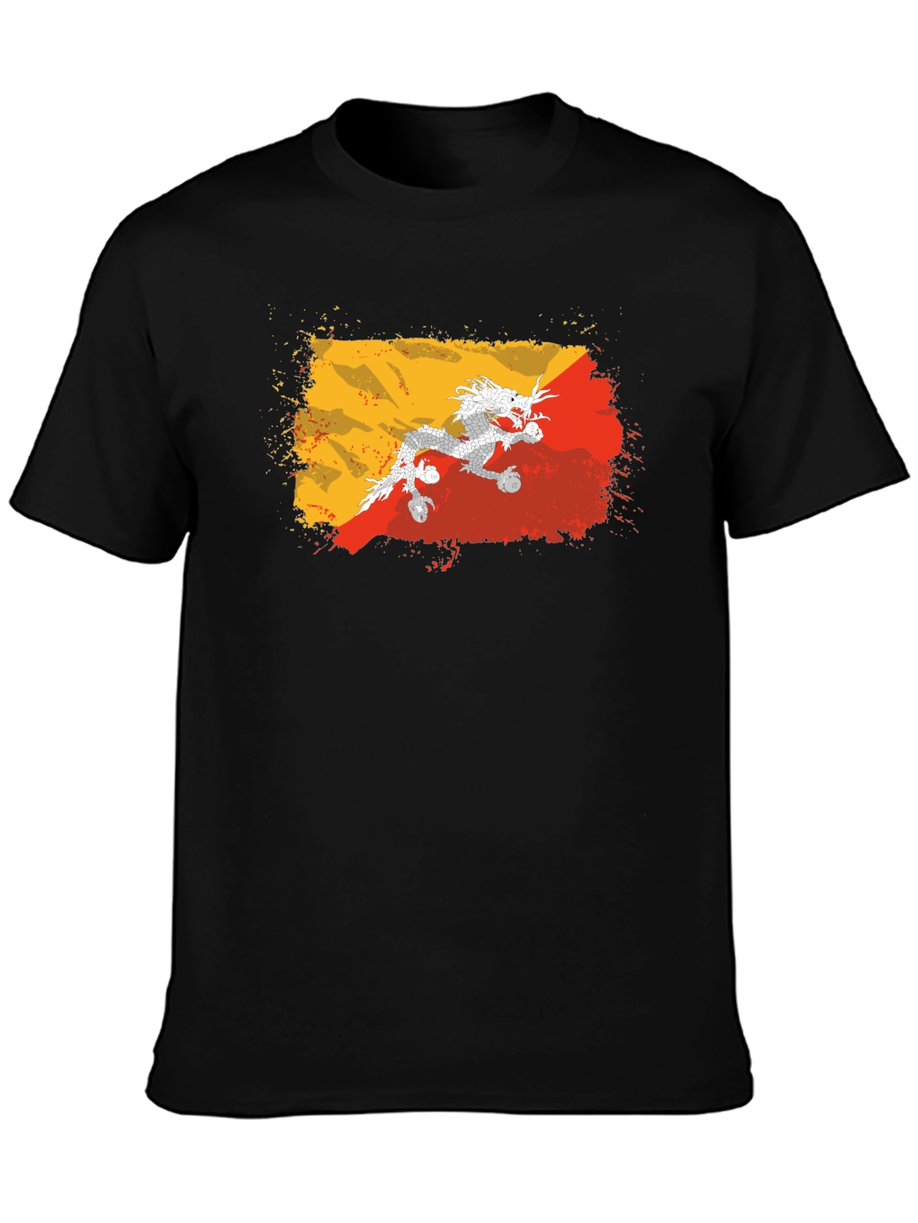 Bhutan Flag Dragon T-Shirt - Grunge Style