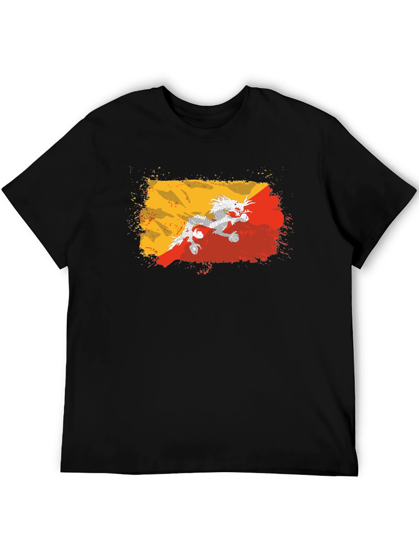 Bhutan Flag Dragon T-Shirt - Grunge Style
