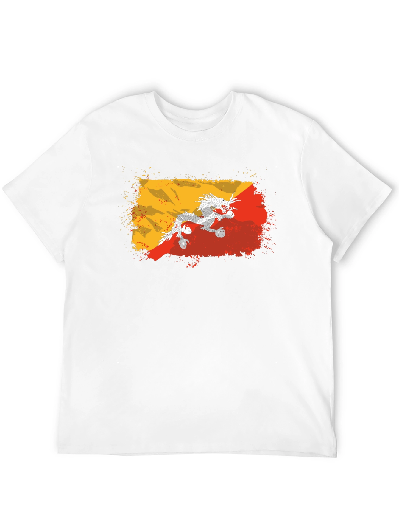 Bhutan Flag Dragon T-Shirt - Grunge Style