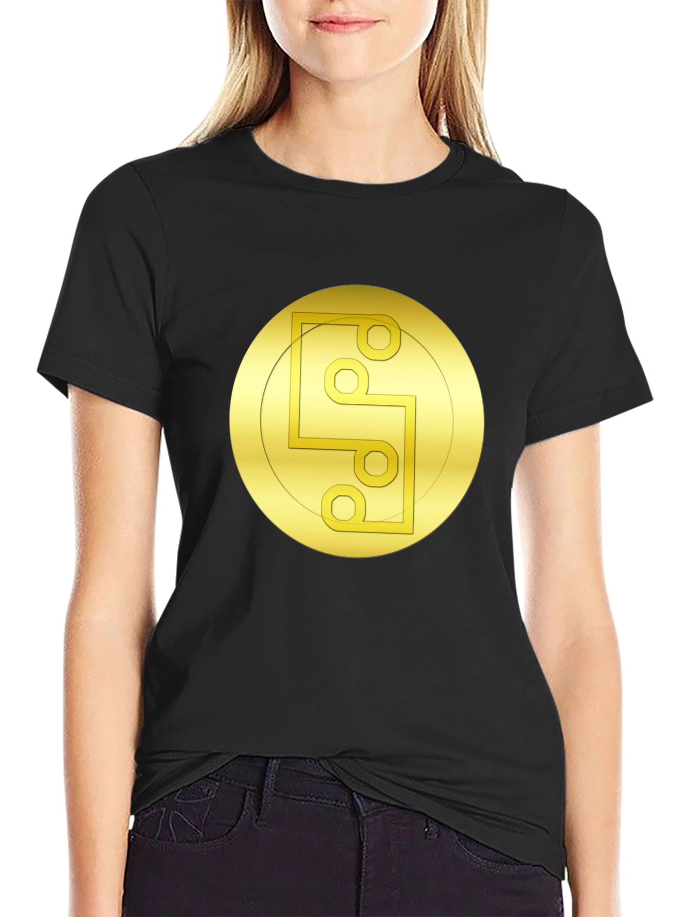 Golden Symbol Black Tee - Unique Graphic Design