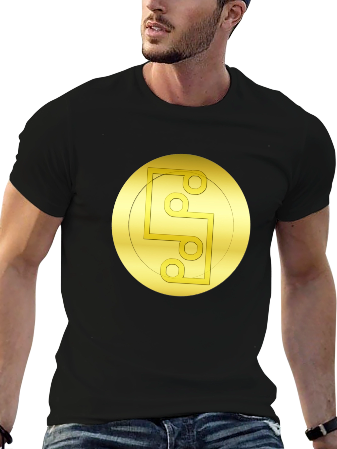 Golden Symbol Black Tee - Unique Graphic Design