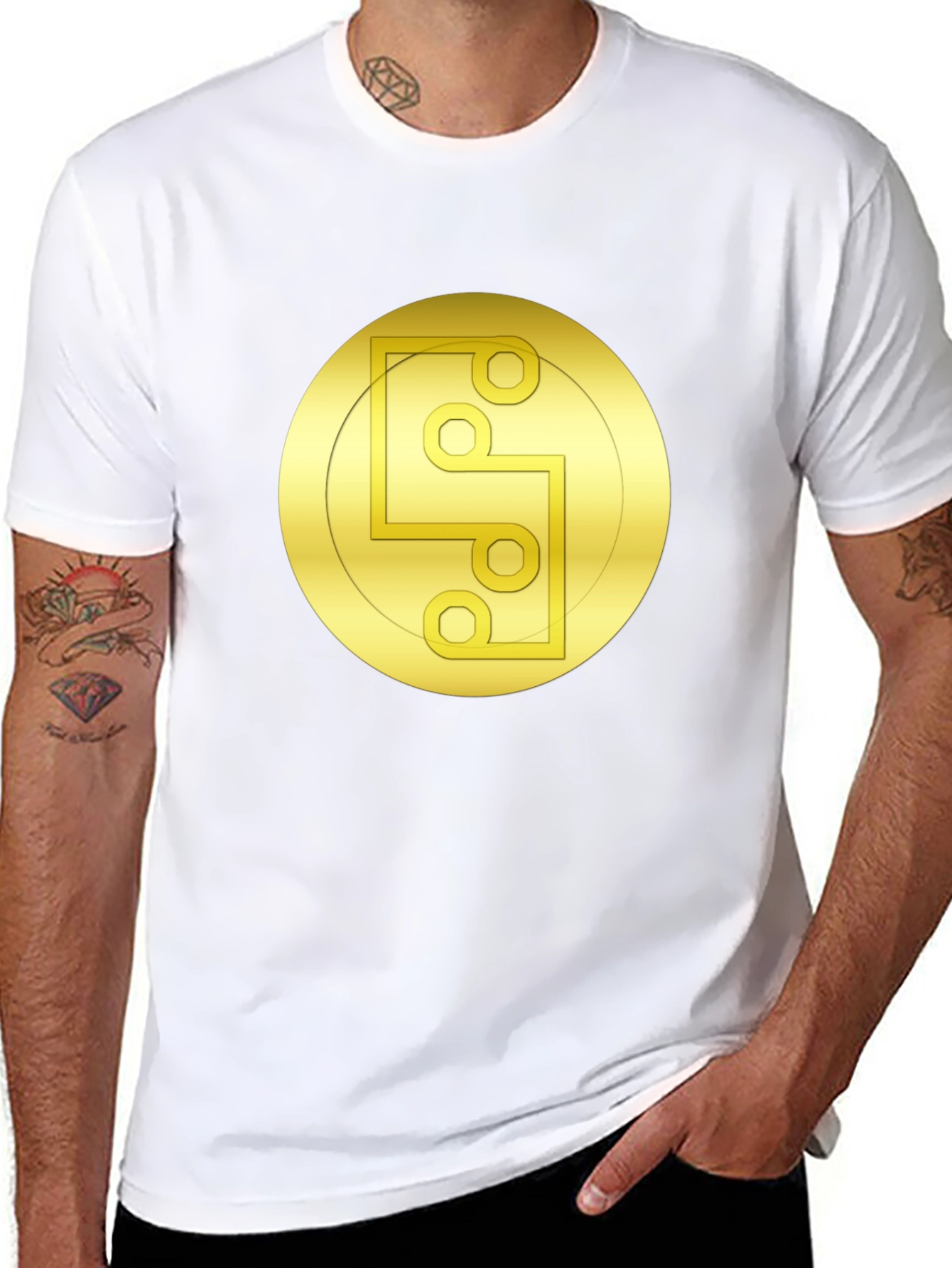 Golden Symbol Black Tee - Unique Graphic Design