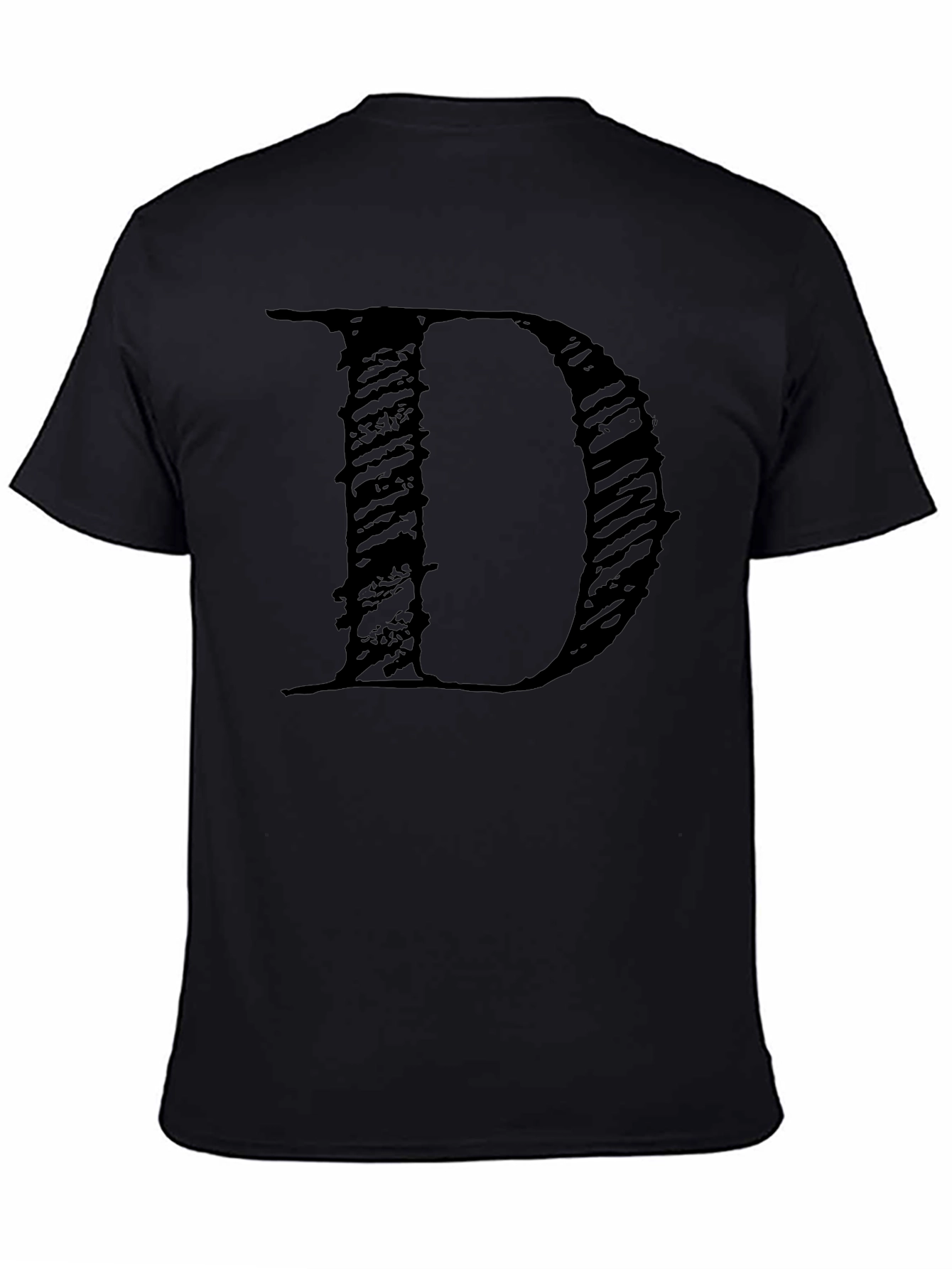 Letter D Black T-Shirt - Stylish Graphic Tee