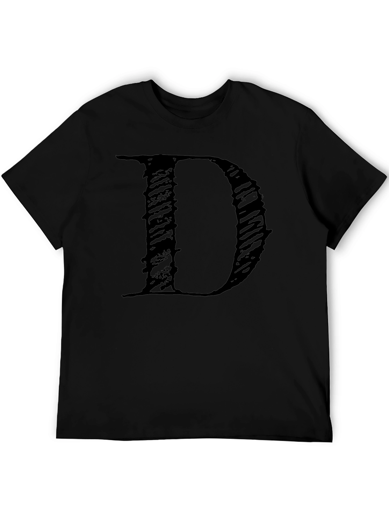 Letter D Black T-Shirt - Stylish Graphic Tee