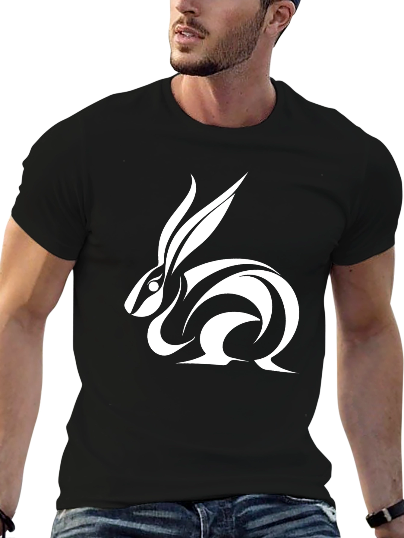 Tribal Rabbit Graphic Tee - Black