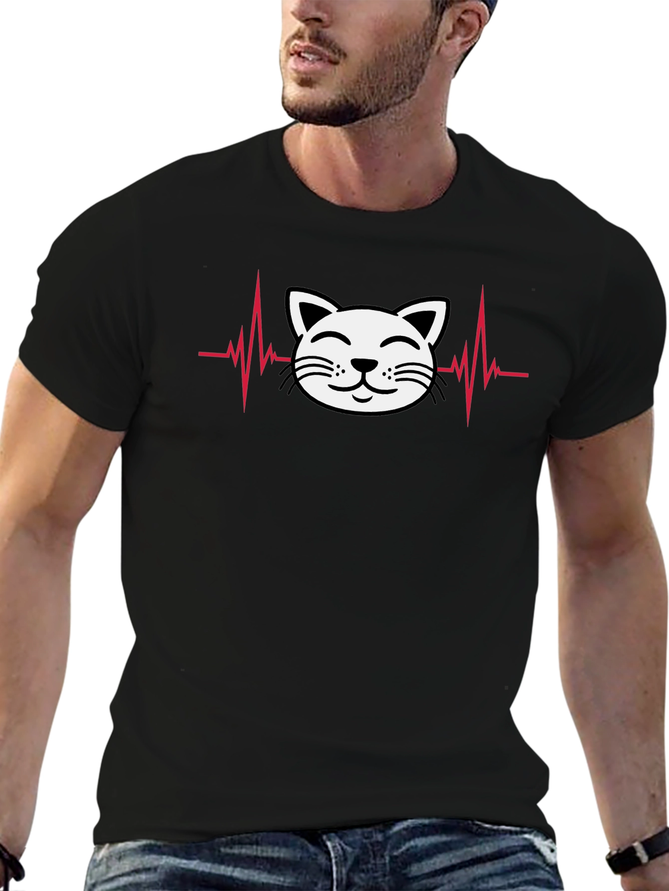 Cat Heartbeat T-Shirt - Cute & Stylish!