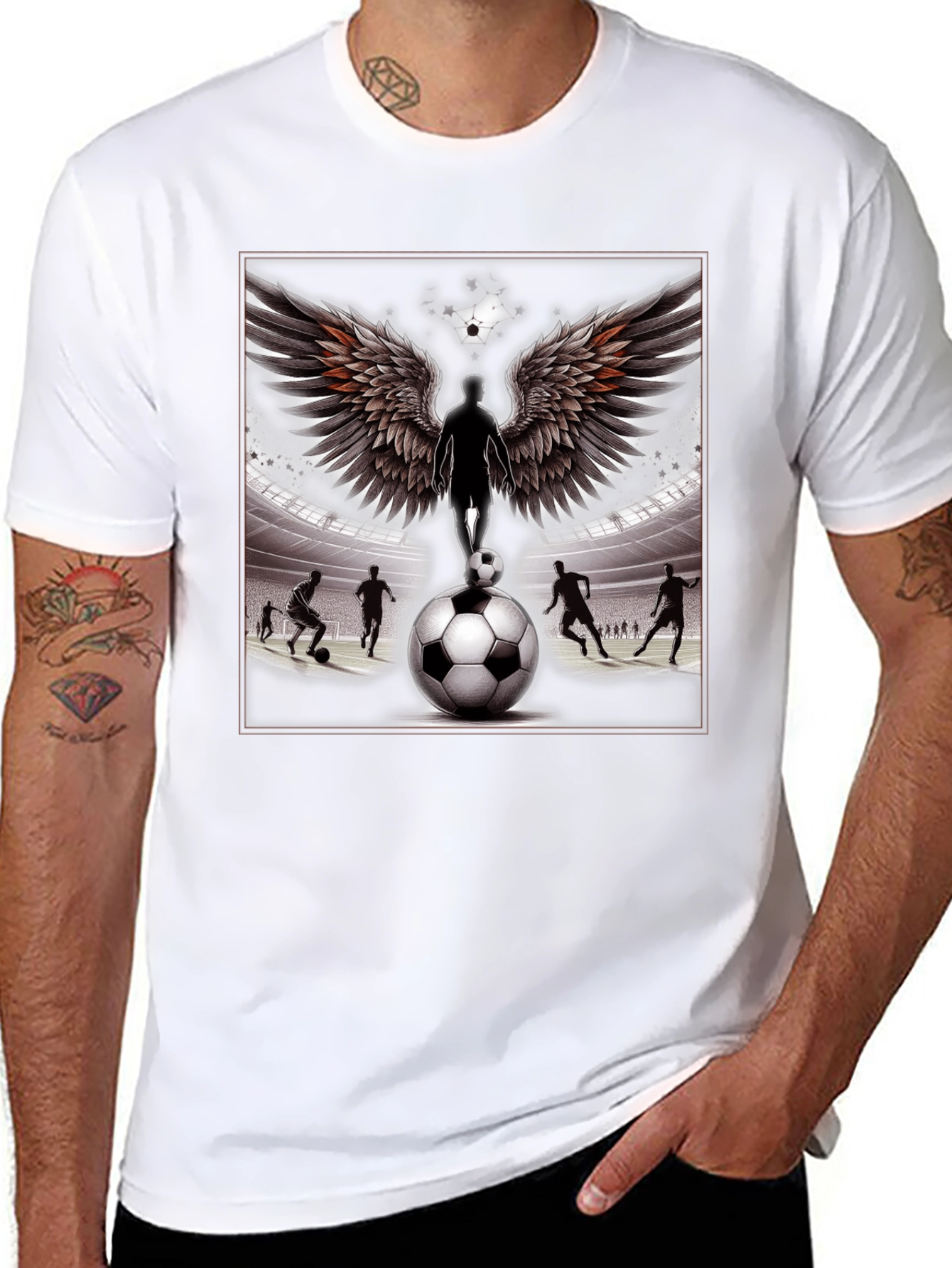 Soccer Angel Wings Graphic T-Shirt