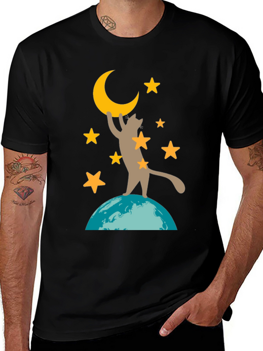Cat Reaching for the Moon Graphic Tee