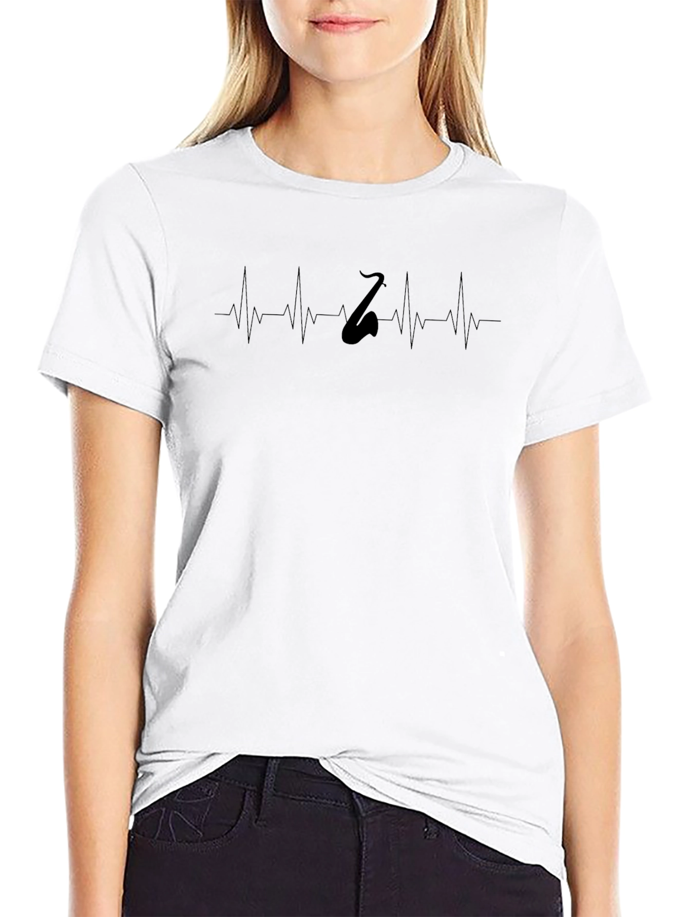 Saxophone Heartbeat T-Shirt - Music Lover Tee