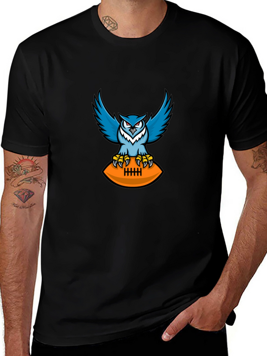 Owl Football Graphic Tee - Mens Black T-Shirt