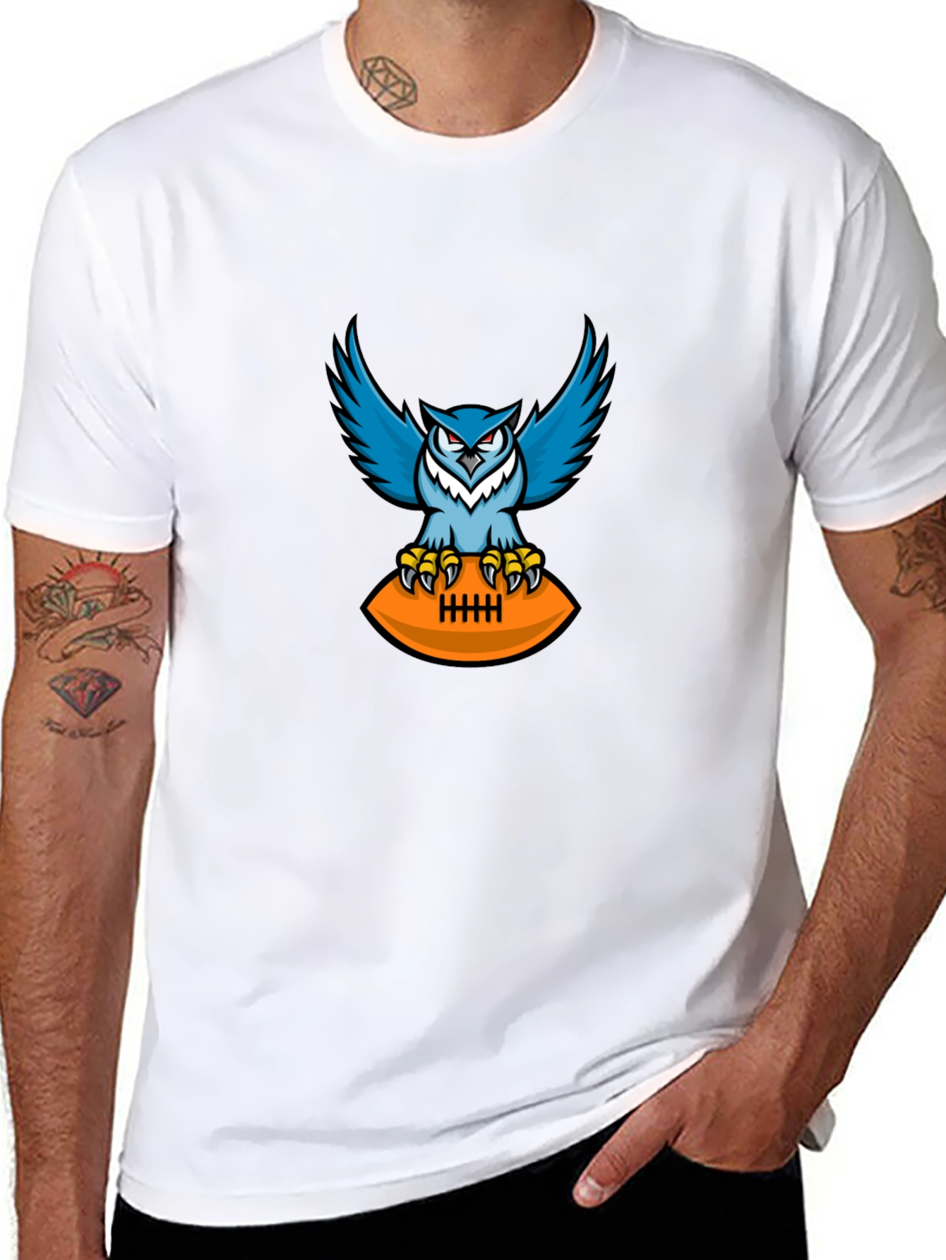 Owl Football Graphic Tee - Mens Black T-Shirt