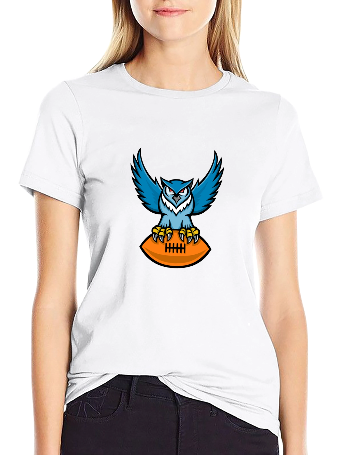 Owl Football Graphic Tee - Mens Black T-Shirt