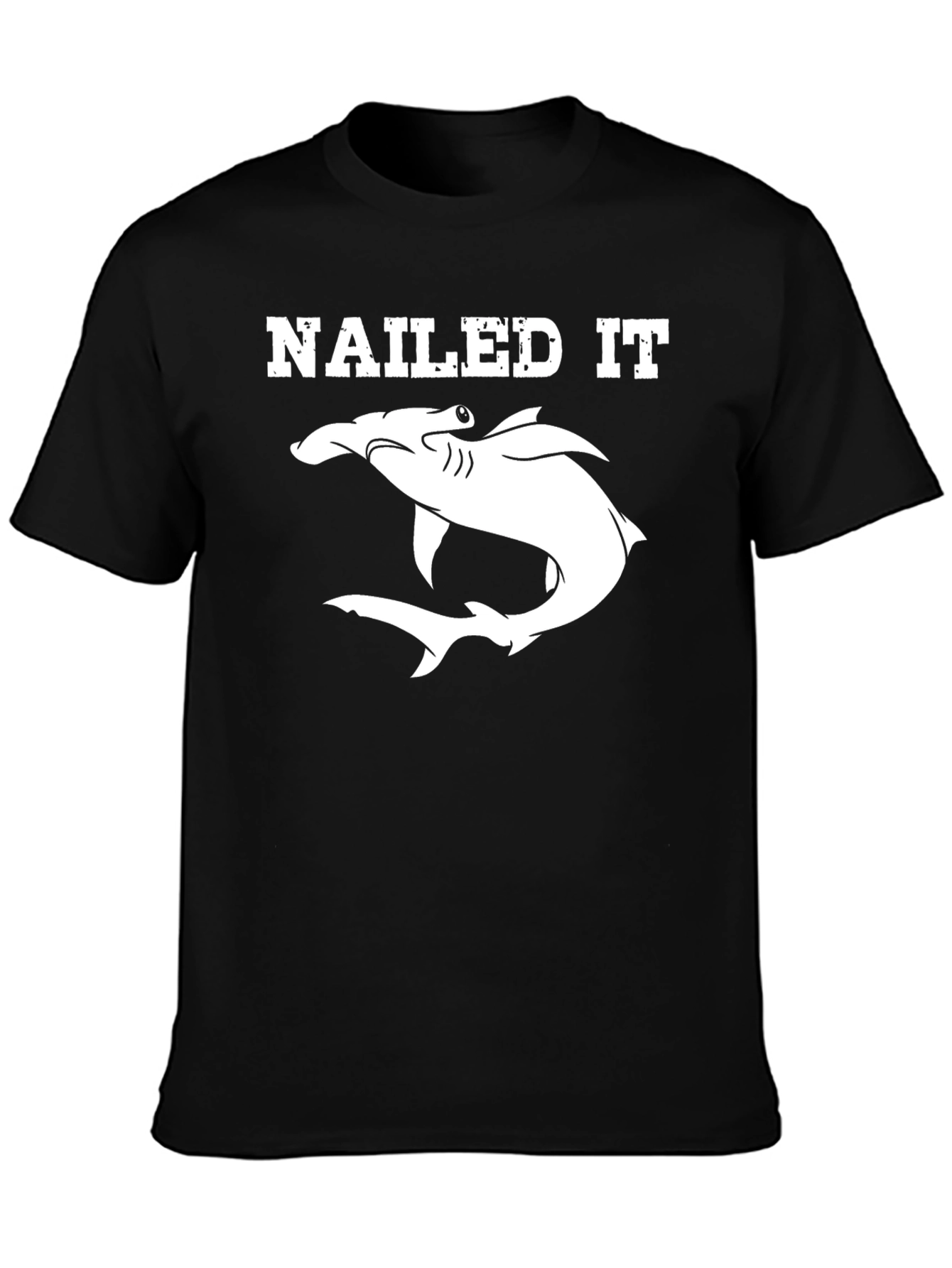 Nailed It Hammerhead Shark Graphic T-Shirt - Black