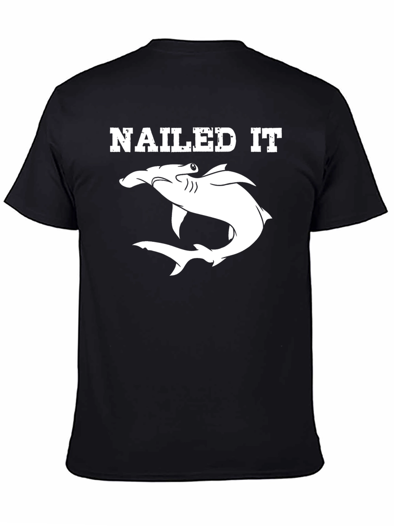 Nailed It Hammerhead Shark Graphic T-Shirt - Black
