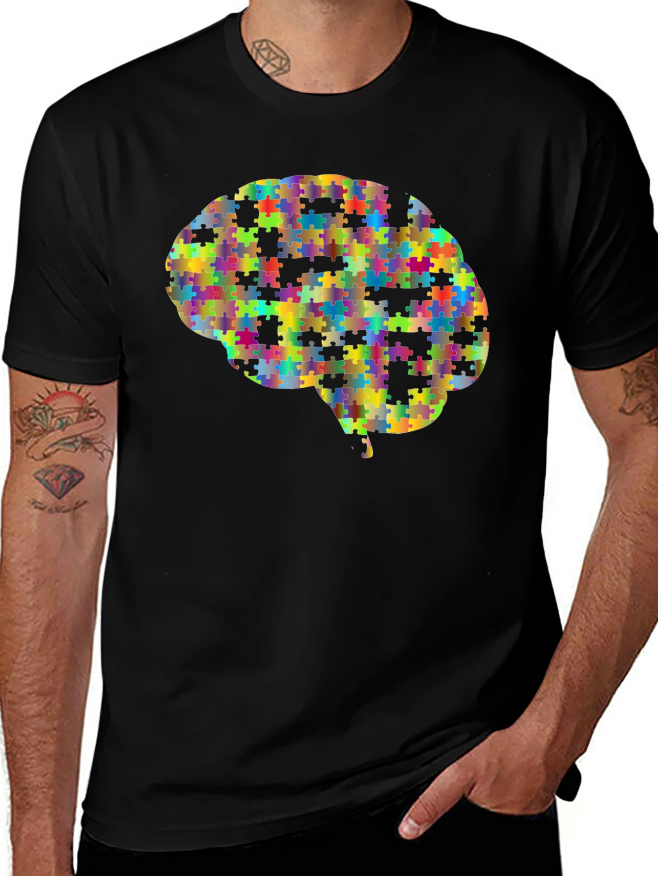Puzzle Piece Brain Graphic T-Shirt