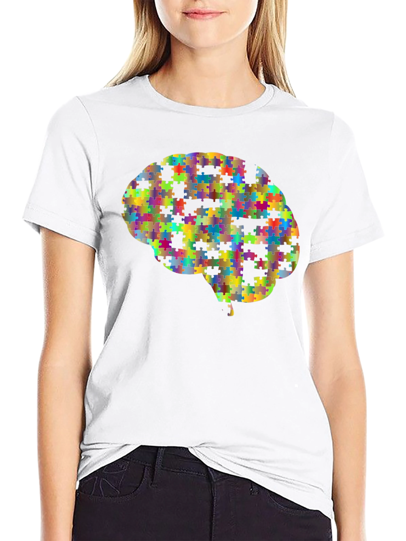 Puzzle Piece Brain Graphic T-Shirt
