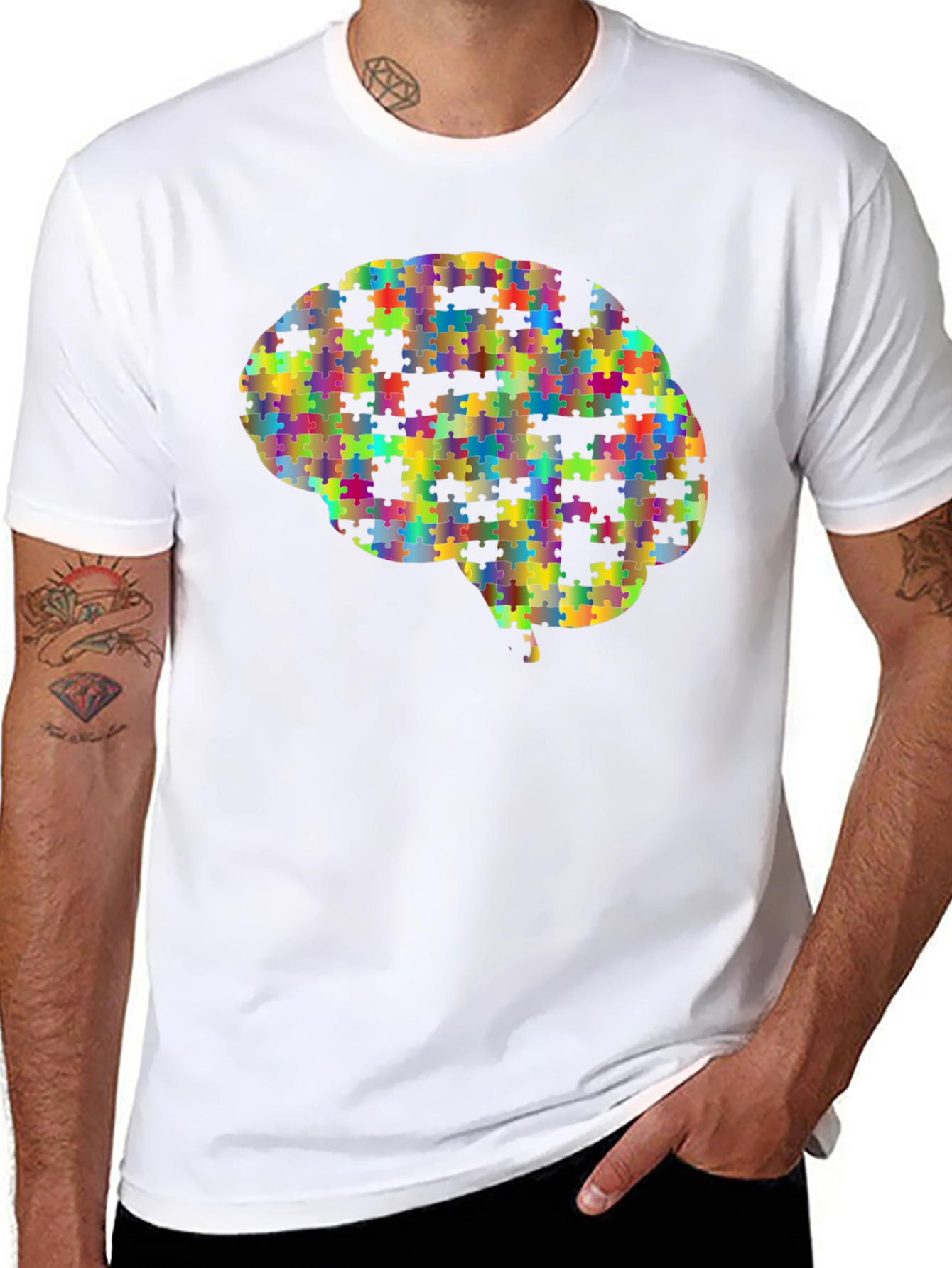 Puzzle Piece Brain Graphic T-Shirt