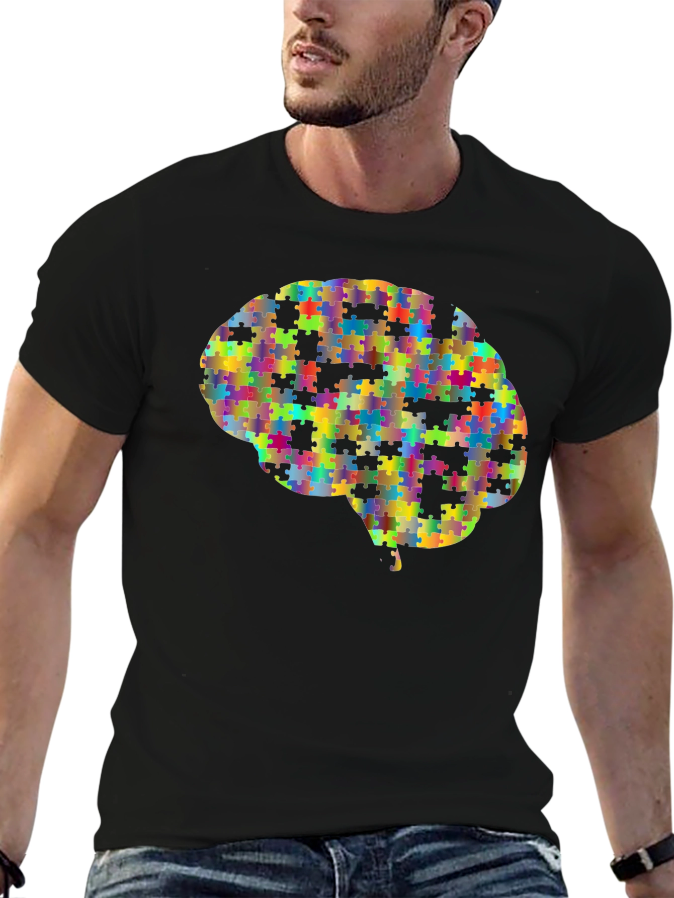 Puzzle Piece Brain Graphic T-Shirt