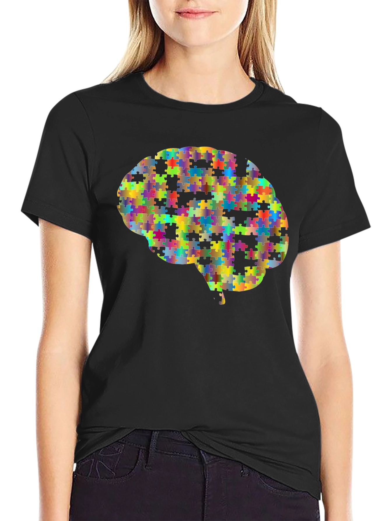 Puzzle Piece Brain Graphic T-Shirt