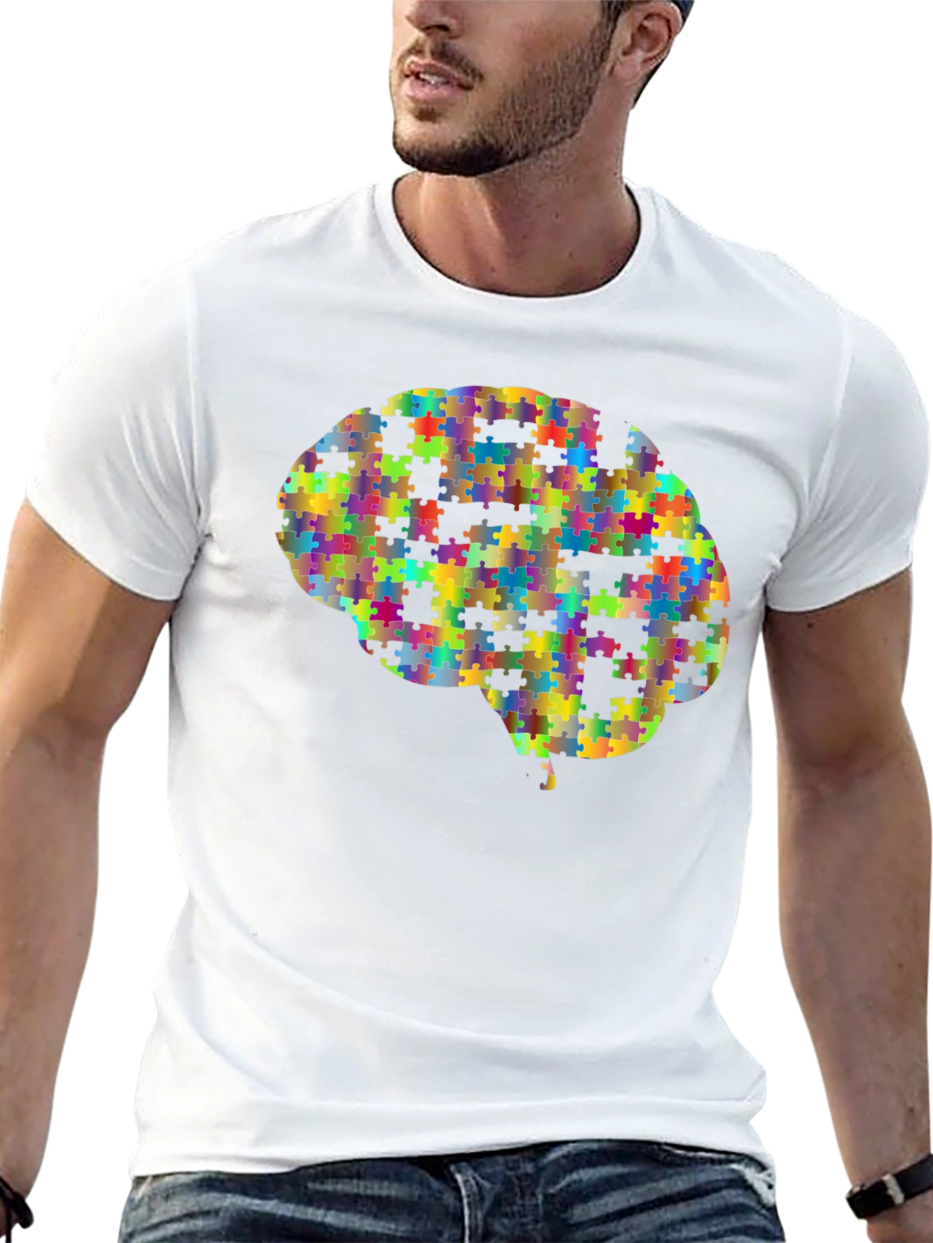 Puzzle Piece Brain Graphic T-Shirt