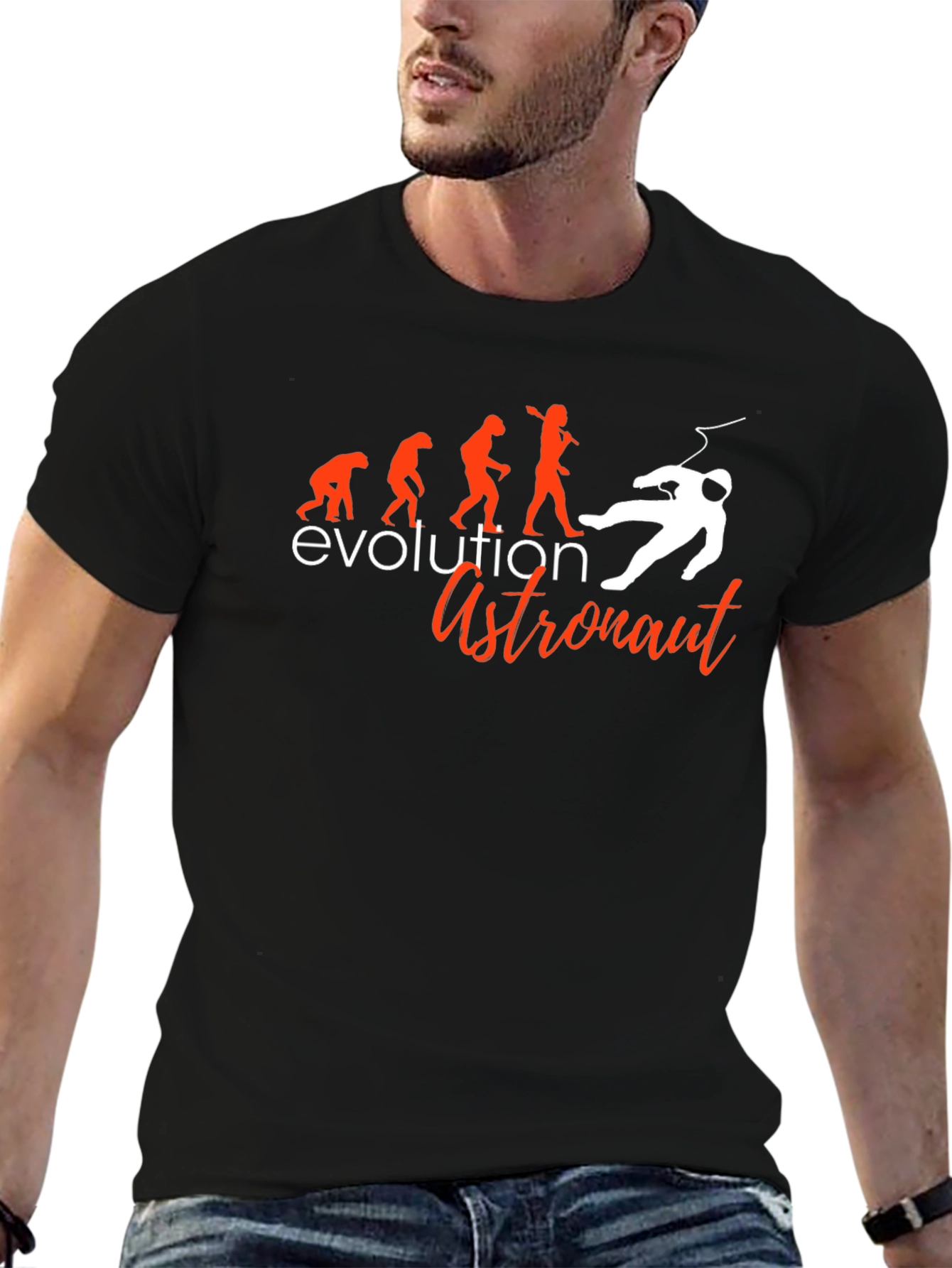 Evolution to Astronaut Graphic Tee - Black Cotton Blend