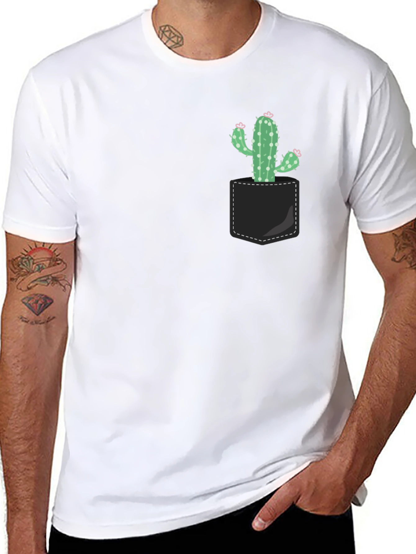 Cactus Pocket T-Shirt - Trendy Graphic Tee