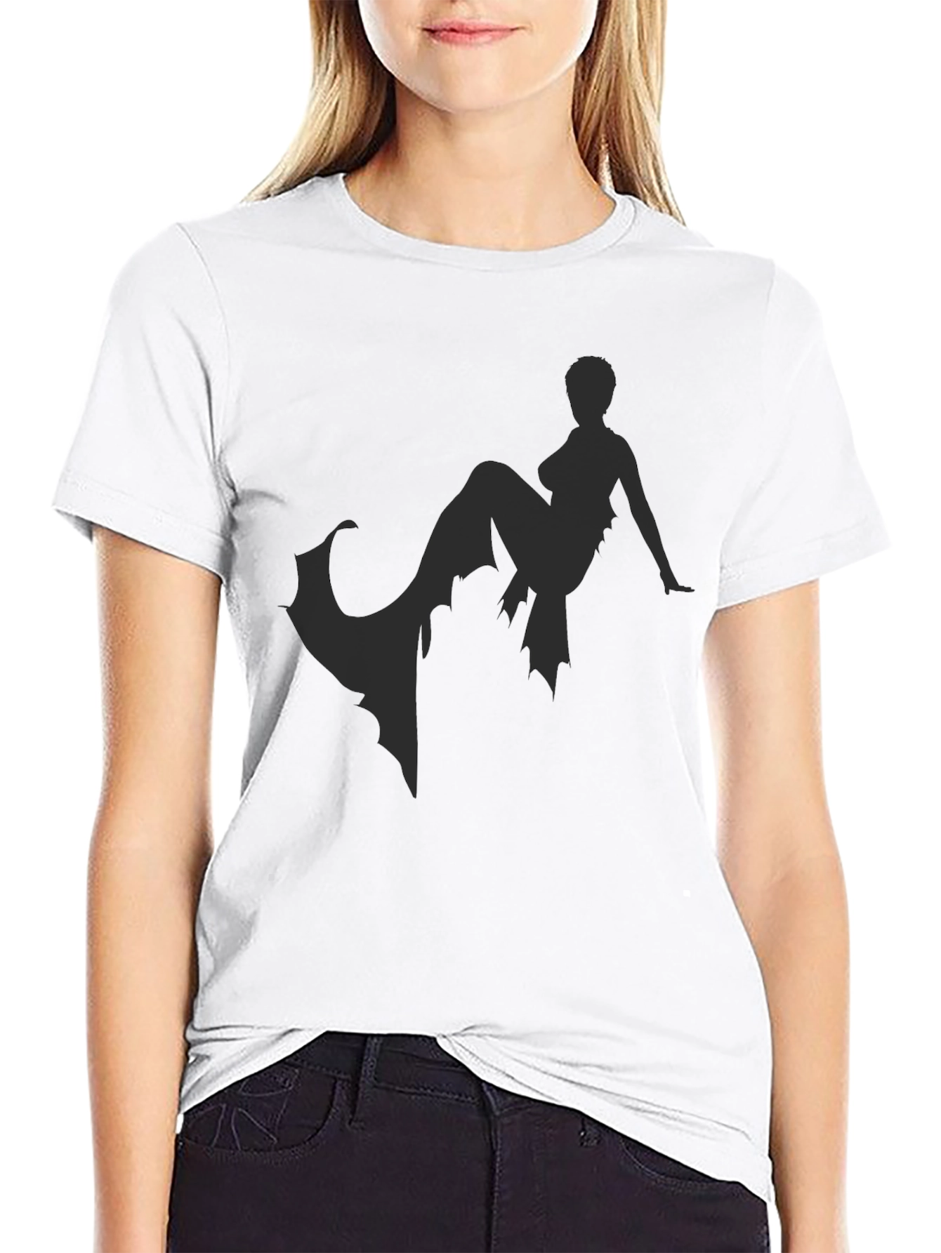 Mystic Mermaid Graphic Tee - Black Cotton T-Shirt