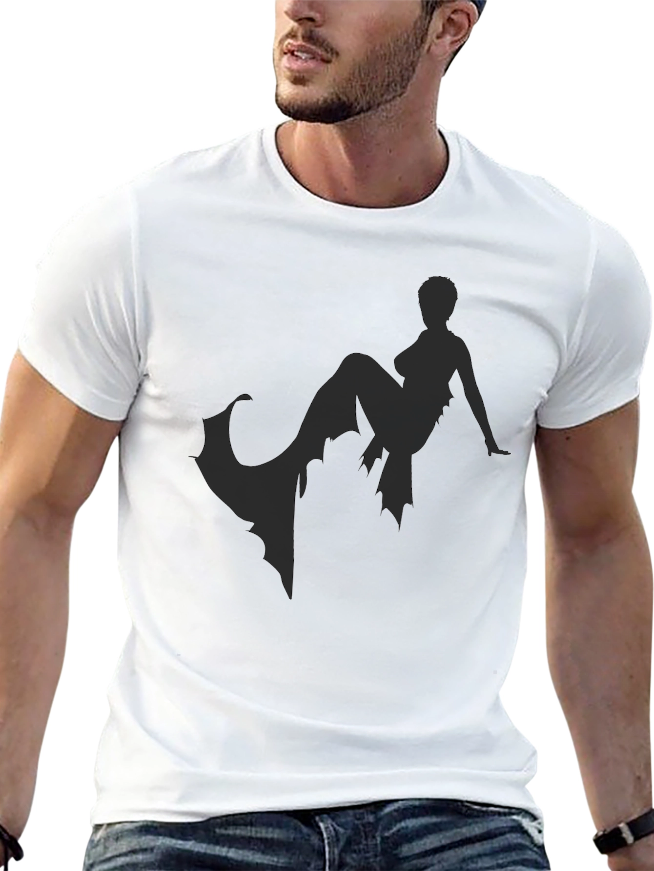 Mystic Mermaid Graphic Tee - Black Cotton T-Shirt