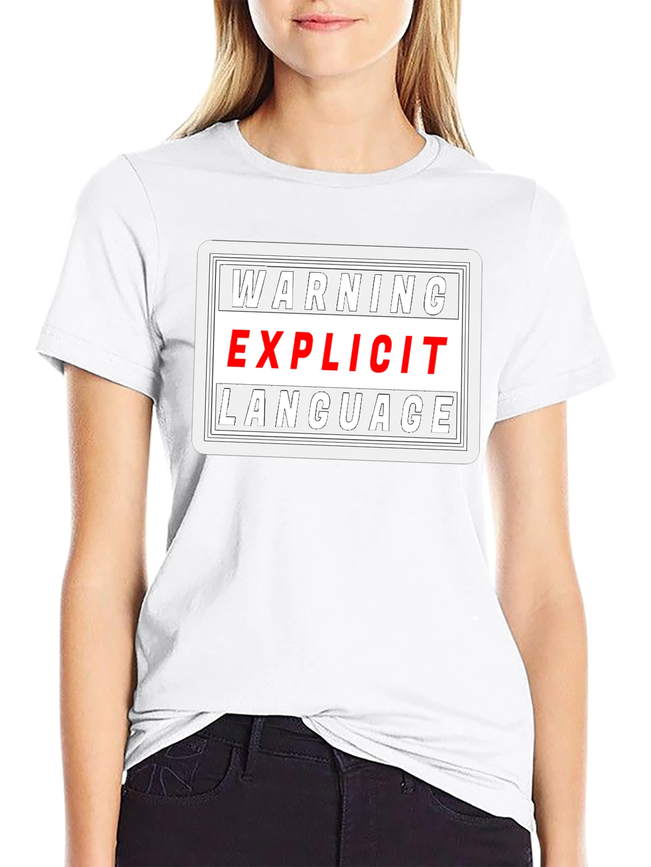 Warning Explicit Language Black T-Shirt
