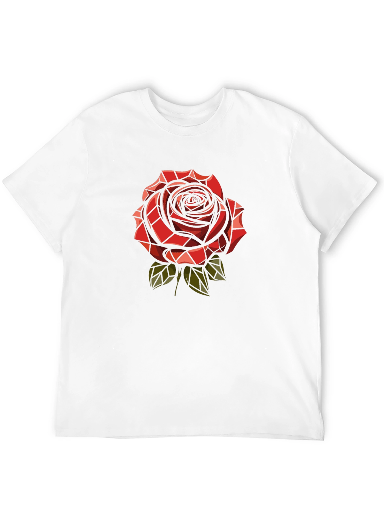 Red Rose Graphic Print Mens Black T-Shirt