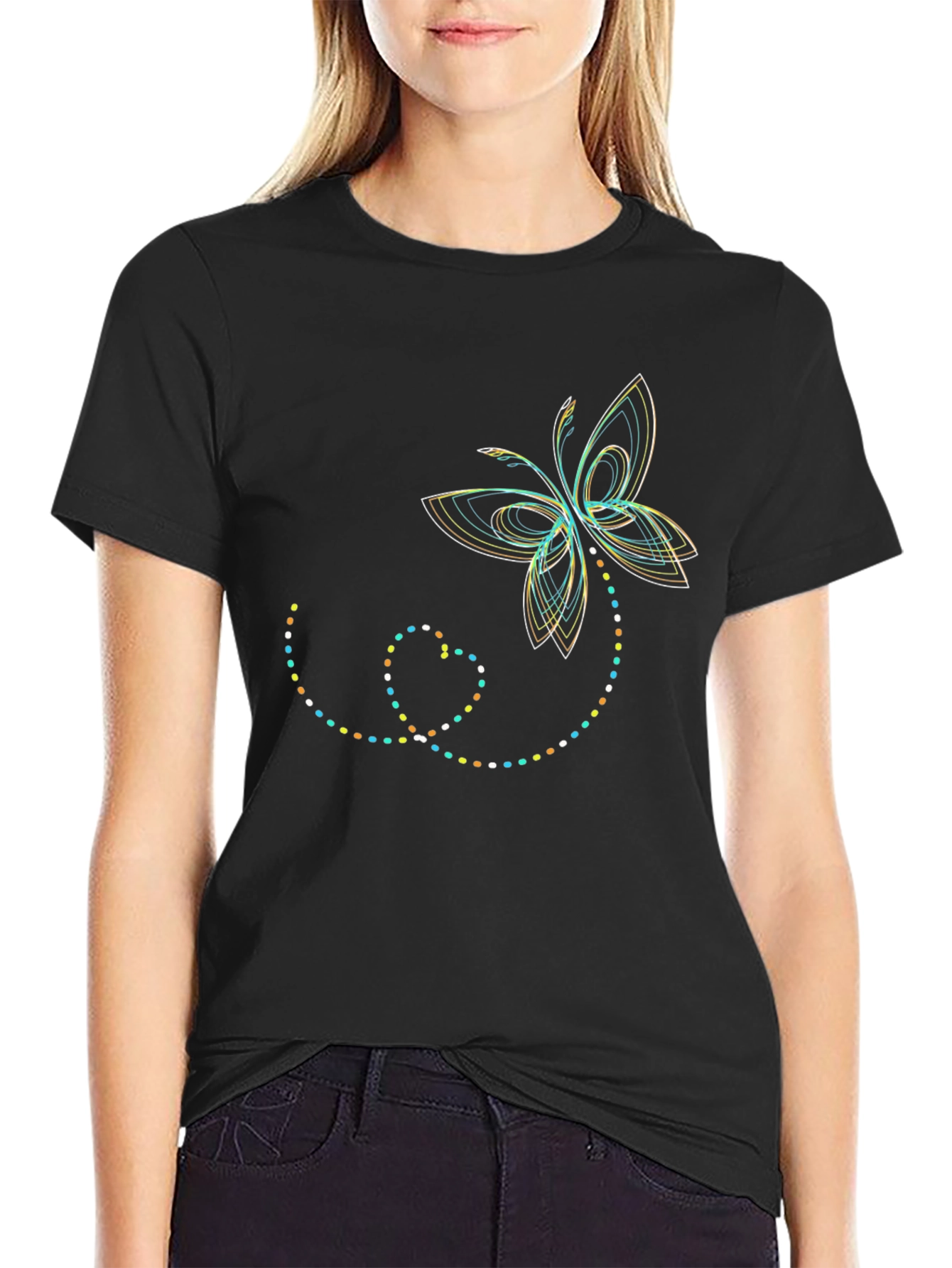Abstract Butterfly Graphic Tee - Stylish Casual Wear