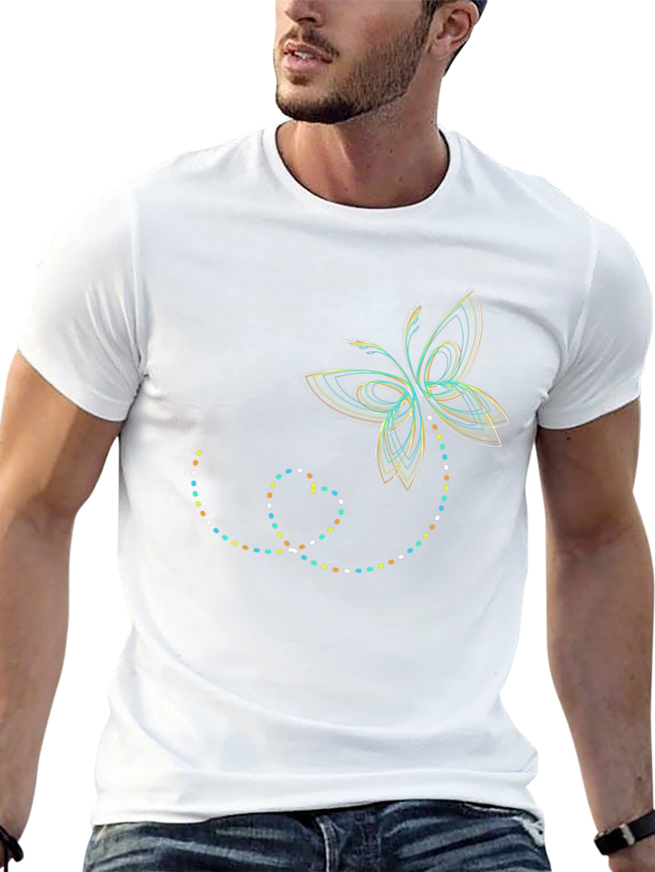 Abstract Butterfly Graphic Tee - Stylish Casual Wear