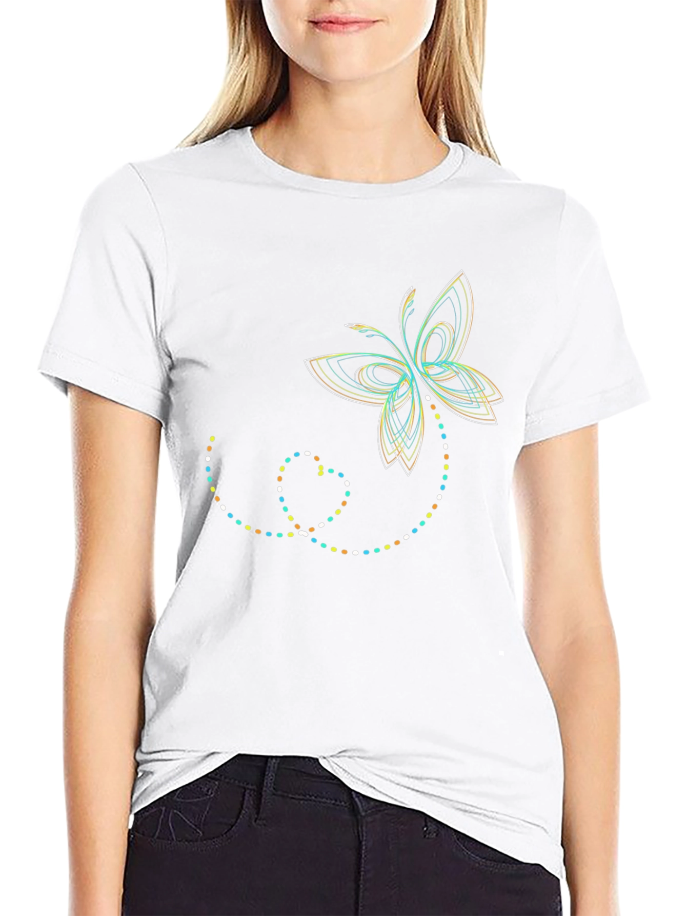 Abstract Butterfly Graphic Tee - Stylish Casual Wear