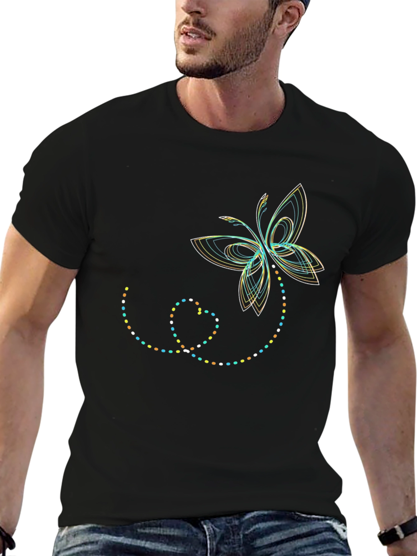 Abstract Butterfly Graphic Tee - Stylish Casual Wear