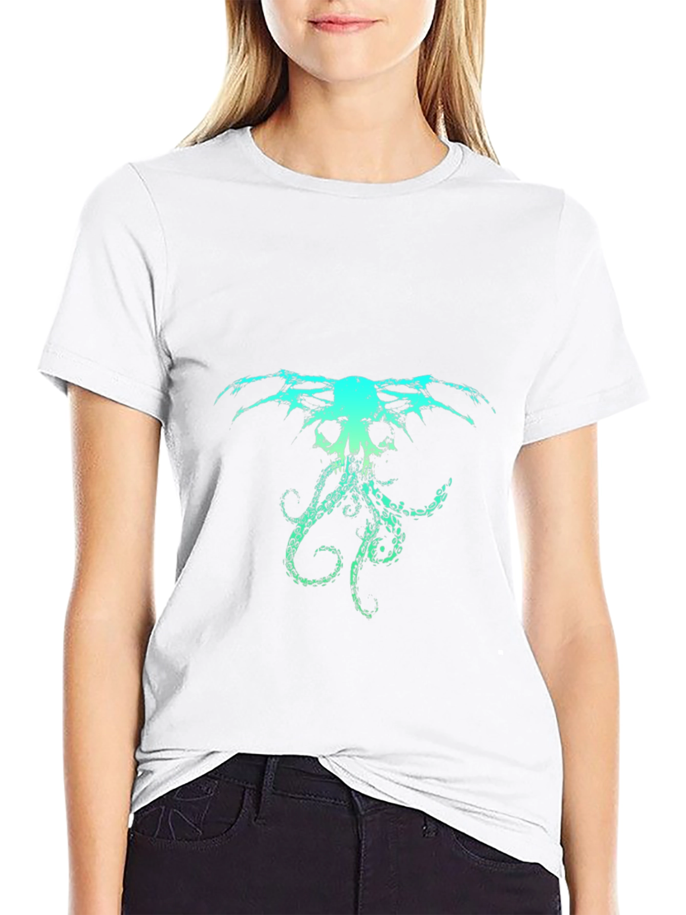 Grunge Cthulhu Graphic Black T-Shirt