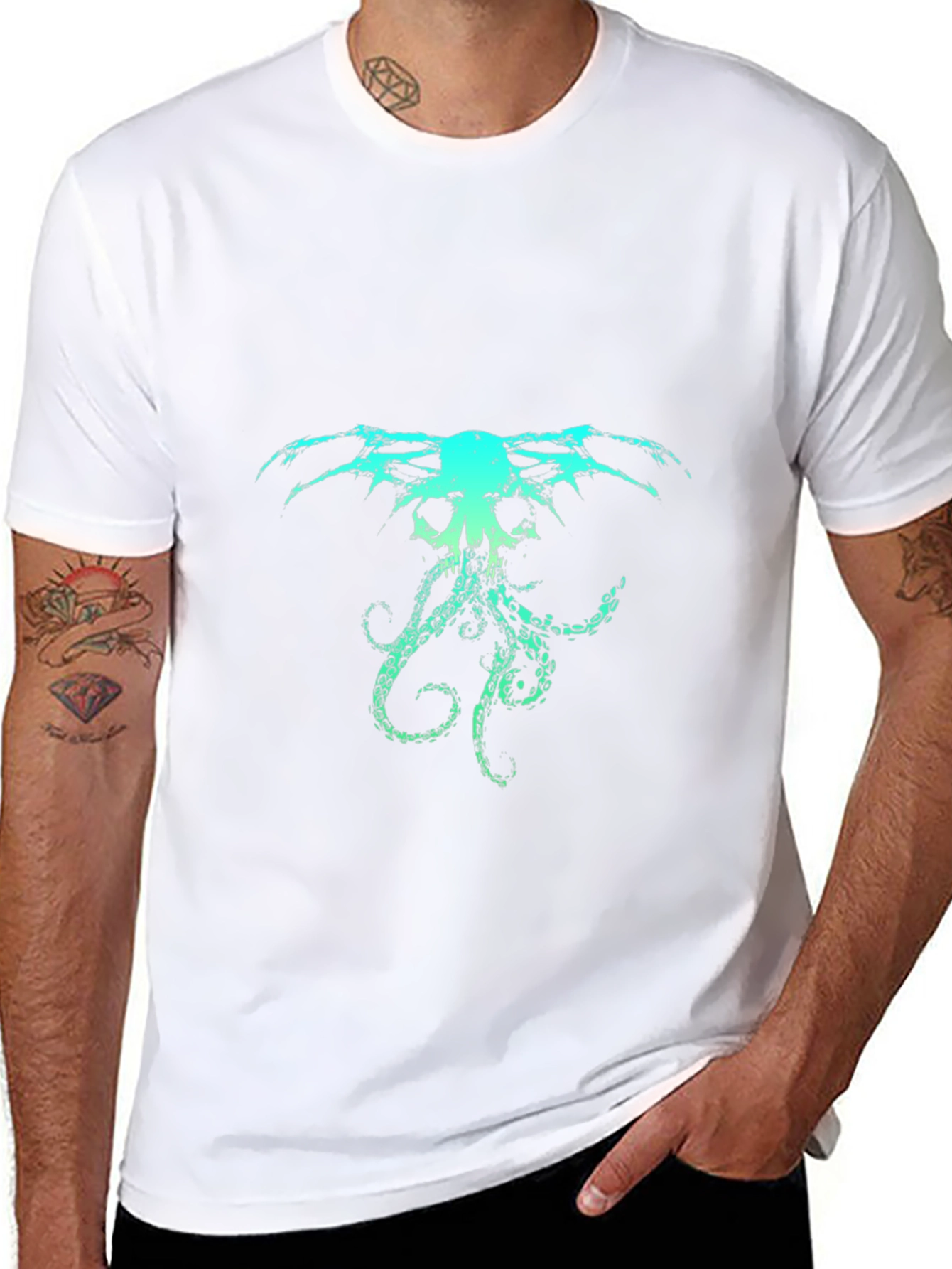 Grunge Cthulhu Graphic Black T-Shirt