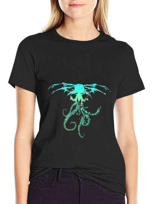 Grunge Cthulhu Graphic Black T-Shirt