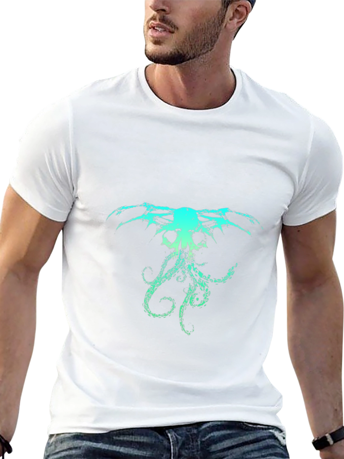 Grunge Cthulhu Graphic Black T-Shirt