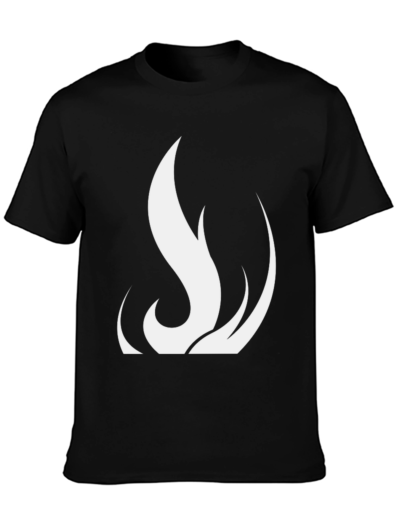 Black T-Shirt with White Flame Design