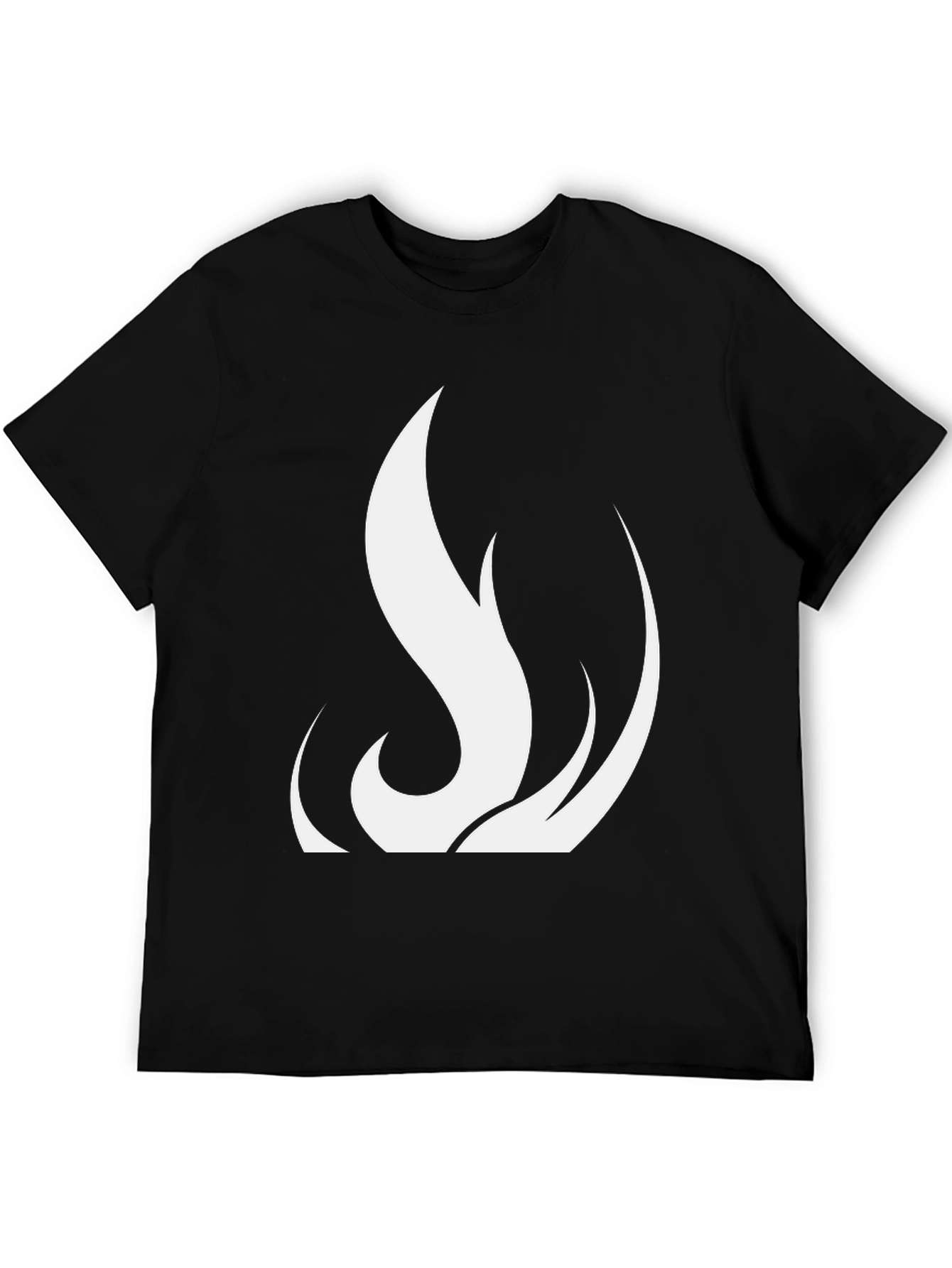 Black T-Shirt with White Flame Design