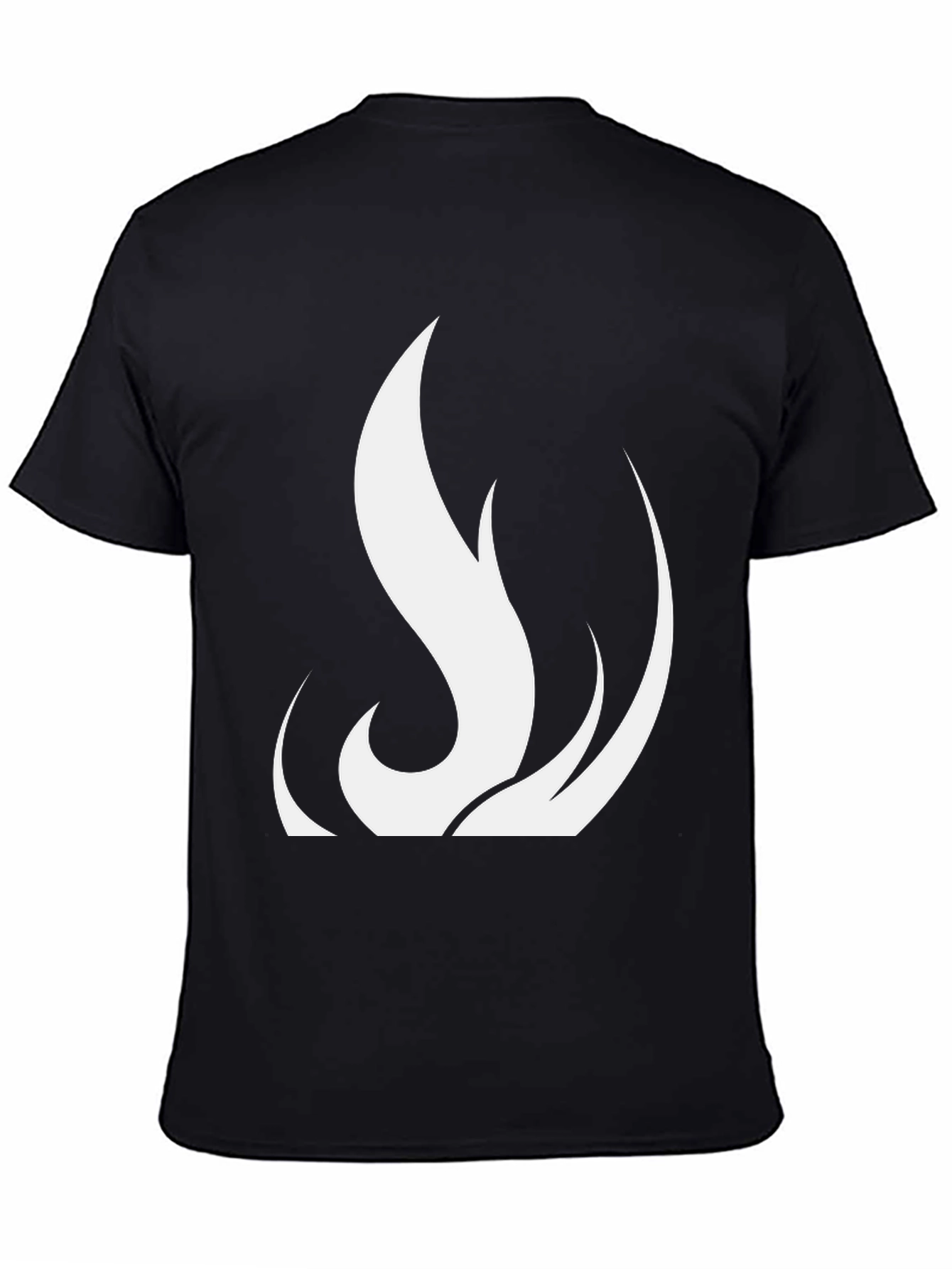 Black T-Shirt with White Flame Design