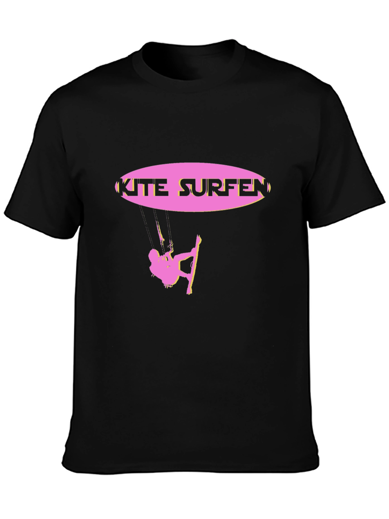 Kite Surfing Graphic Tee - Black Cotton Blend