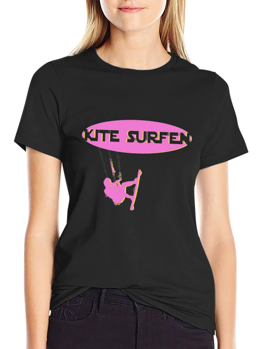 Kite Surfing Graphic Tee - Black Cotton Blend