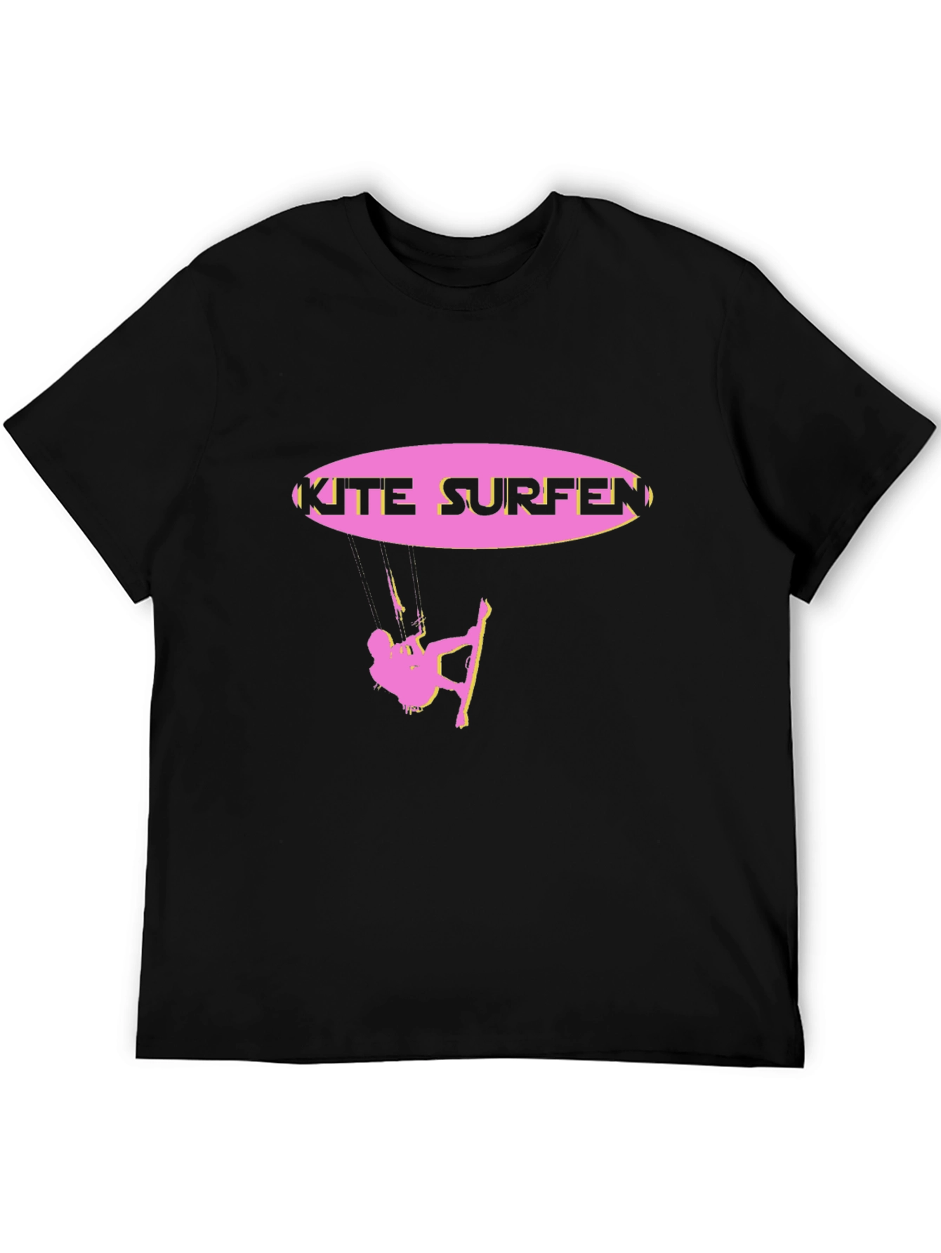 Kite Surfing Graphic Tee - Black Cotton Blend