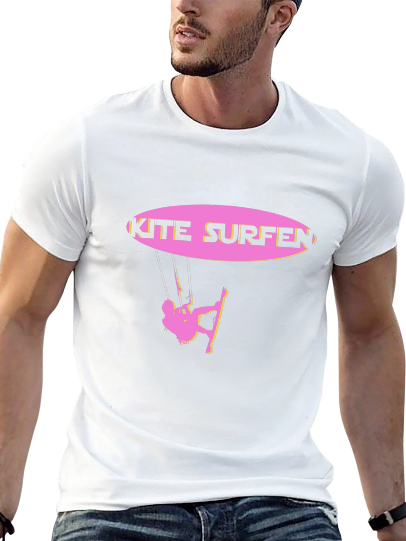 Kite Surfing Graphic Tee - Black Cotton Blend