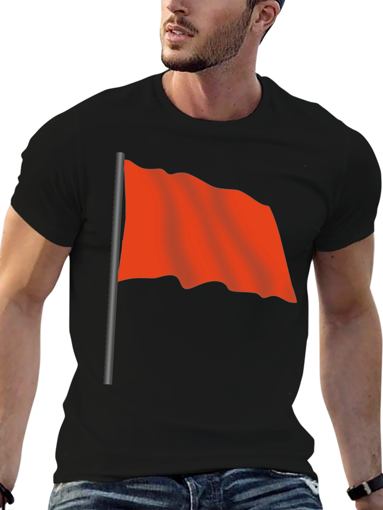 Red Flag Black T-Shirt