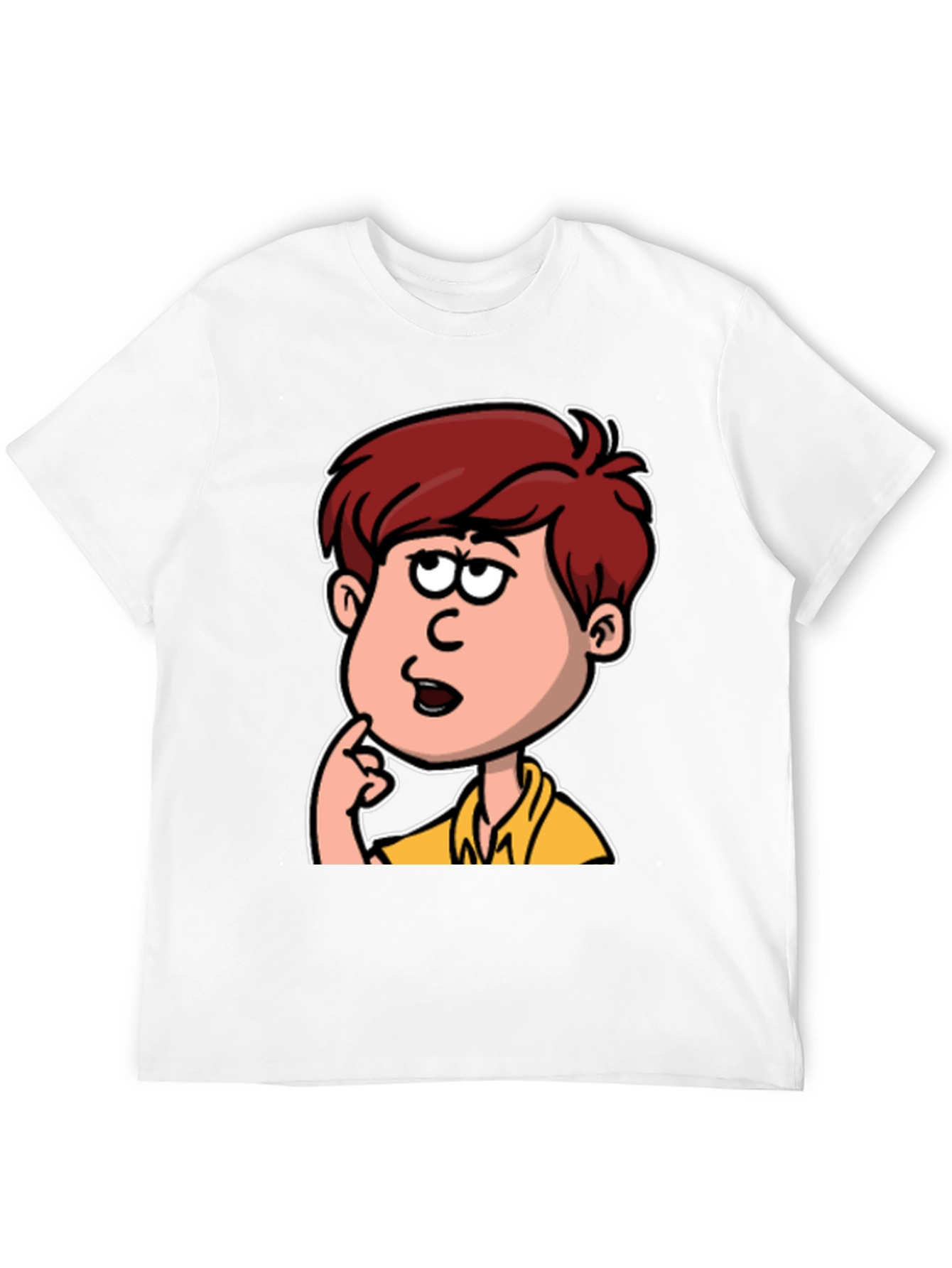 Cartoon Thinker Graphic Black T-Shirt