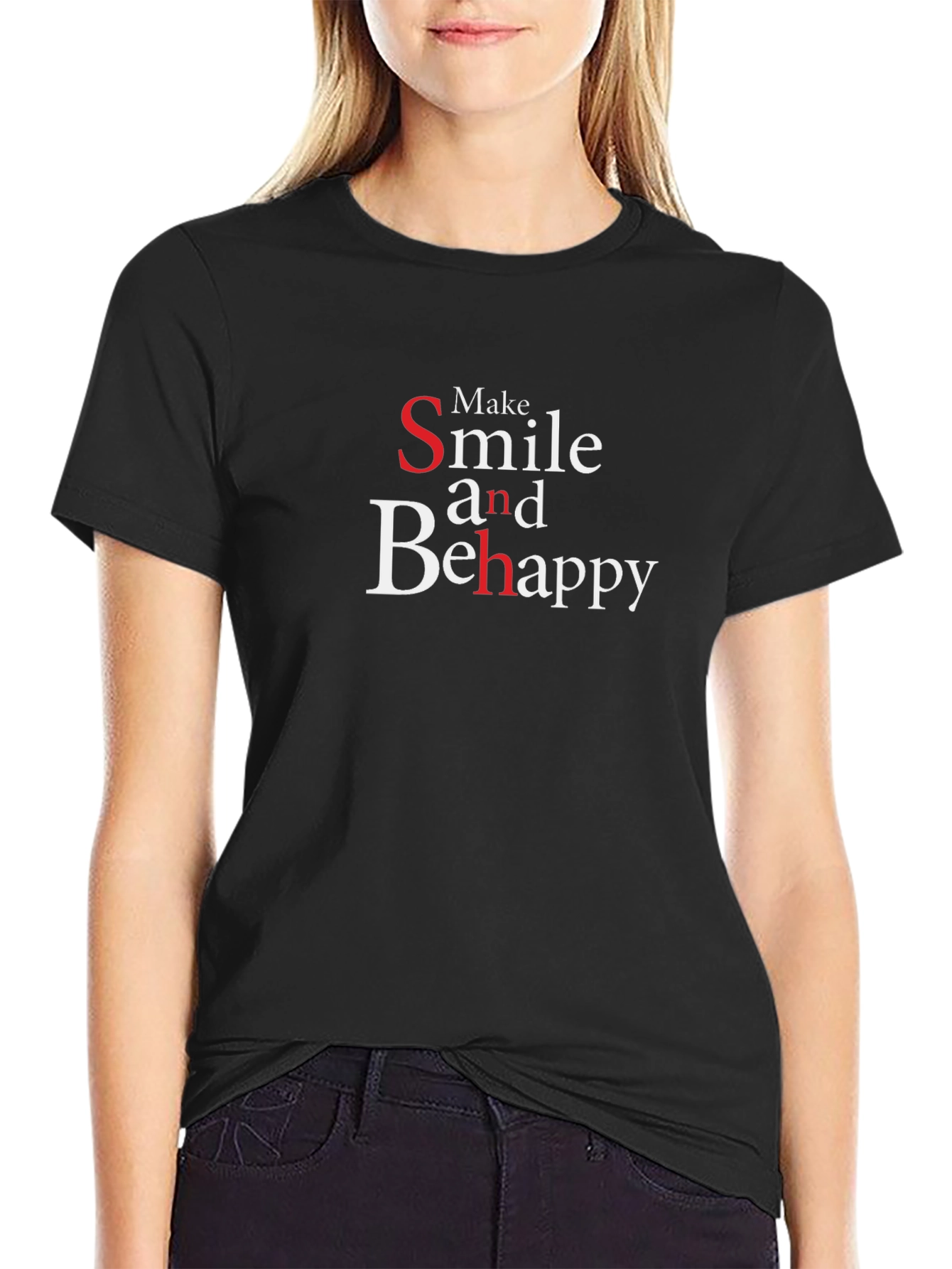 Smile and Be Happy Black T-Shirt