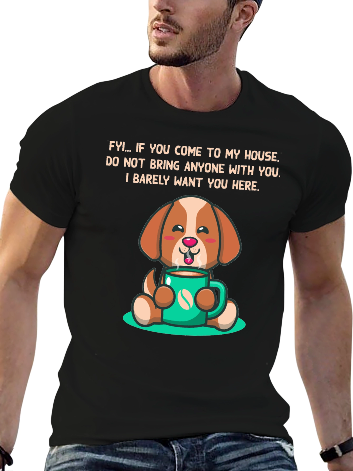 Dog Coffee Lover Graphic Tee - FYI Slogan