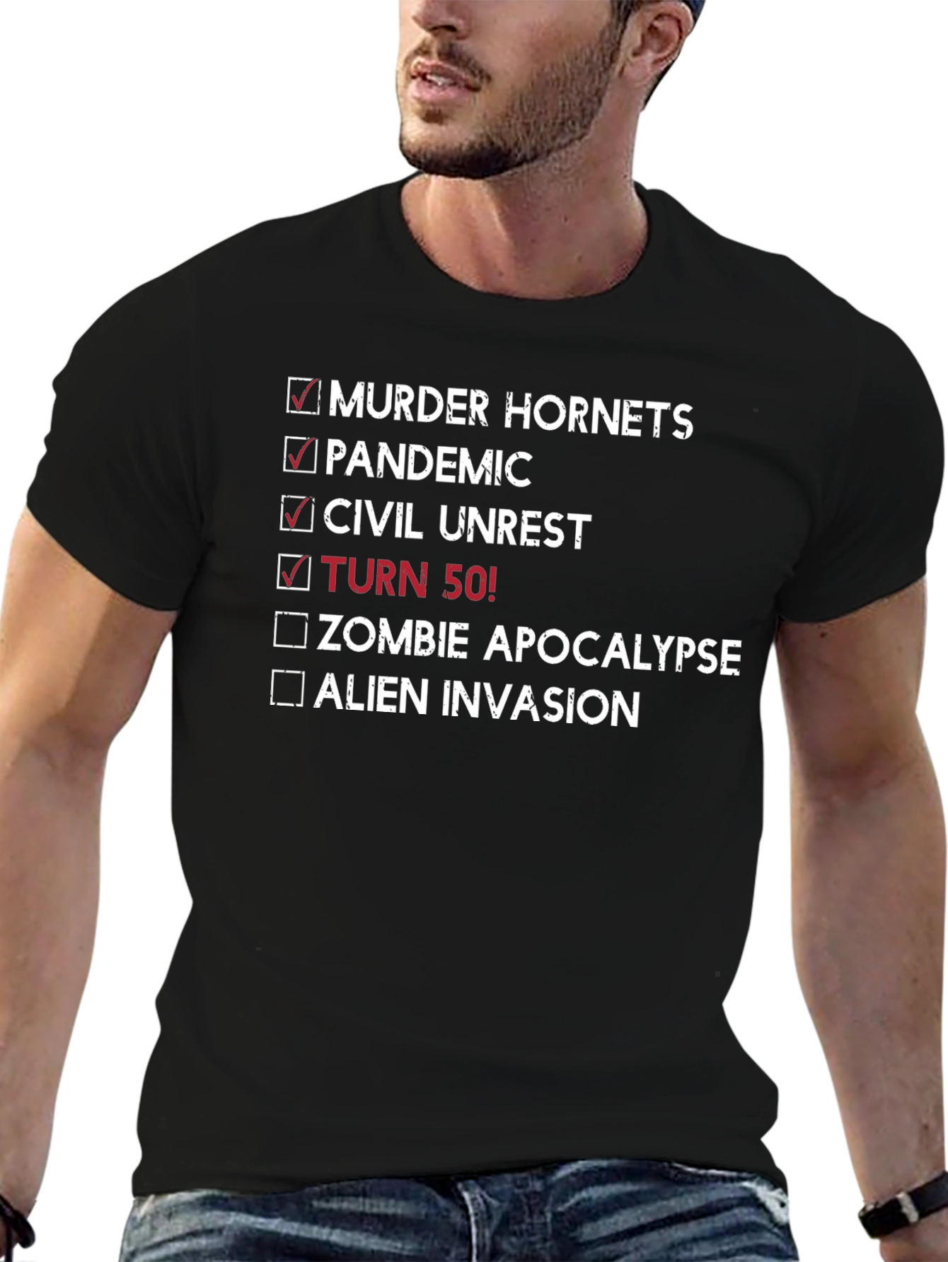 Funny 50th Birthday Checklist T-Shirt